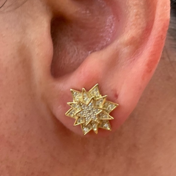 18k Gold Filled Cz Stud 3d Star Earrings